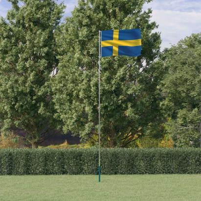 Steag Suedia și stâlp din aluminiu, 5,55 m GartenMobel Dekor