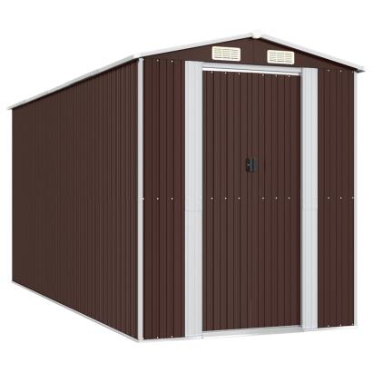 Șopron de grădină, maro închis, 192x440x223 cm, oțel galvanizat GartenMobel Dekor