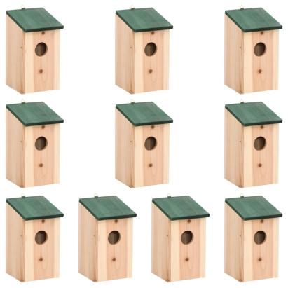 Căsuțe de păsări,10 buc., 12x12x22 cm, lemn masiv de brad GartenMobel Dekor