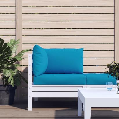 Perne canapea din paleți, 3 buc., albastru deschis, textil GartenMobel Dekor