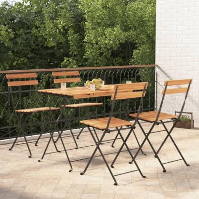 Set de bistro pliabil, 5 piese, lemn masiv de acacia și oțel GartenMobel Dekor