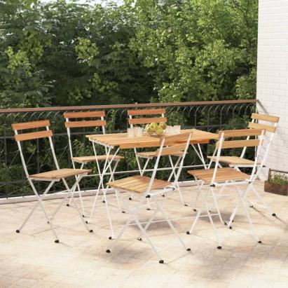 Set de bistro pliabil, 7 piese, lemn masiv de acacia și oțel GartenMobel Dekor