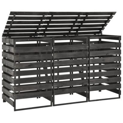 Magazie de pubele triplă, 210x75x121 cm, lemn masiv pin vopsit GartenMobel Dekor
