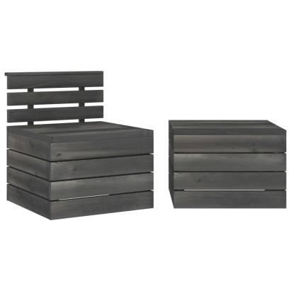 Set mobilier grădină din paleți, 2 piese, gri închis, lemn pin GartenMobel Dekor