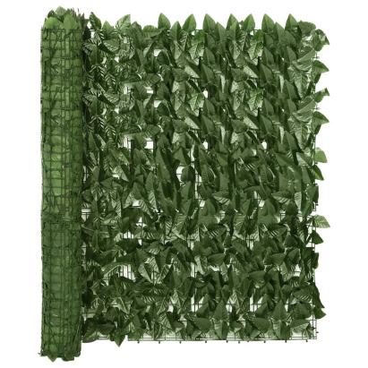 Paravan de balcon, frunze verde închis, 600x100 cm GartenMobel Dekor