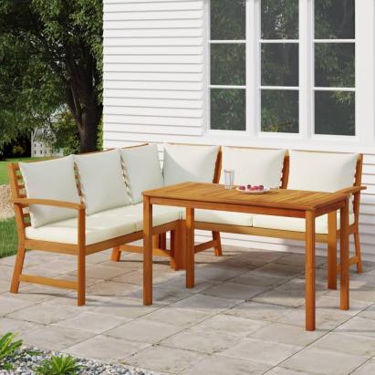 Set mobilier de grădină cu perne, 4 piese, lemn masiv de acacia GartenMobel Dekor