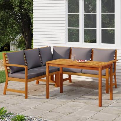 Set mobilier de grădină cu perne, 4 piese, lemn masiv de acacia GartenMobel Dekor