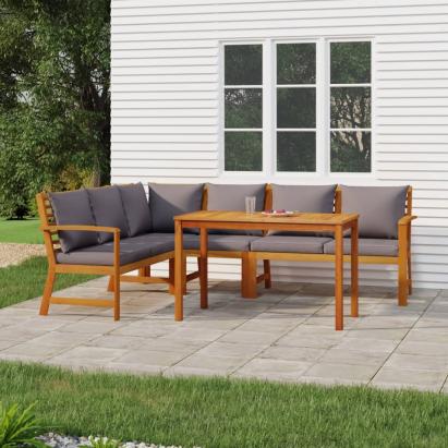 Set mobilier de grădină cu perne, 5 piese, lemn masiv de acacia GartenMobel Dekor