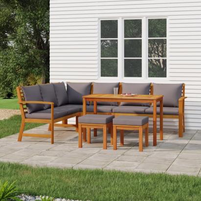 Set mobilier de grădină cu perne, 7 piese, lemn masiv de acacia GartenMobel Dekor