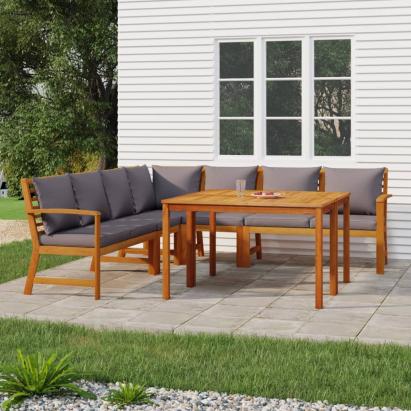 Set mobilier de grădină cu perne, 7 piese, lemn masiv de acacia GartenMobel Dekor