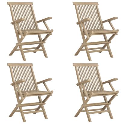 Scaune de grădină pliante 4 buc. gri 56x61x89 cm lemn masiv tec GartenMobel Dekor