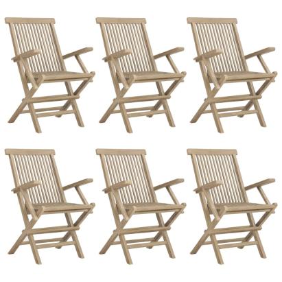 Scaune de grădină pliante 6 buc. gri 56x61x89 cm lemn masiv tec GartenMobel Dekor