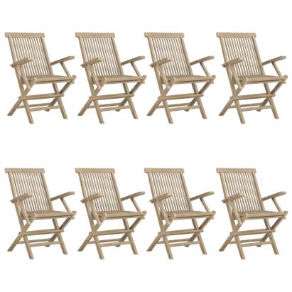 Scaune de grădină pliante 8 buc. gri 56x61x89 cm lemn masiv tec GartenMobel Dekor