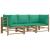 Set mobilier de grădină cu perne verzi, 3 piese, bambus GartenMobel Dekor