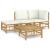 Set mobilier de grădină, cu perne alb crem, 4 piese, bambus GartenMobel Dekor