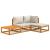 Set mobilier grădină, perne gri deschis, 4 piese, lemn masiv GartenMobel Dekor