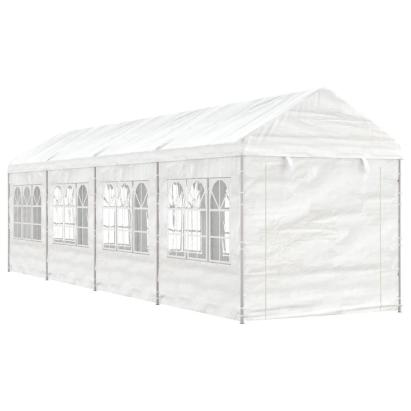 Foișor cu acoperiș, alb, 8,92x2,28x2,69 m, polietilenă GartenMobel Dekor