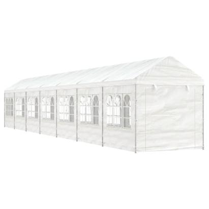 Foișor cu acoperiș, alb, 15,61x2,28x2,69 m, polietilenă GartenMobel Dekor
