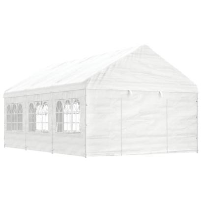Foișor cu acoperiș, alb, 6,69x4,08x3,22 m, polietilenă GartenMobel Dekor