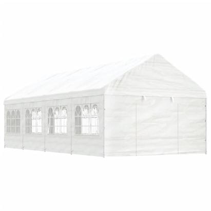 Foișor cu acoperiș, alb, 8,92x4,08x3,22 m, polietilenă GartenMobel Dekor