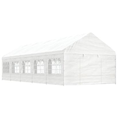 Foișor cu acoperiș, alb, 11,15x4,08x3,22 m, polietilenă GartenMobel Dekor