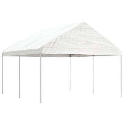 Foișor cu acoperiș, alb, 4,46x4,08x3,22 m, polietilenă GartenMobel Dekor