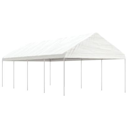 Foișor cu acoperiș, alb, 8,92x4,08x3,22 m, polietilenă GartenMobel Dekor