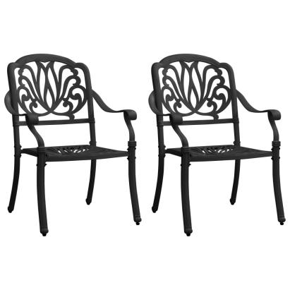 Scaune de grădină, 2 buc., negru, aluminiu turnat GartenMobel Dekor