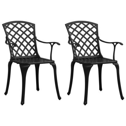 Scaune de grădină, 2 buc., negru, aluminiu turnat GartenMobel Dekor