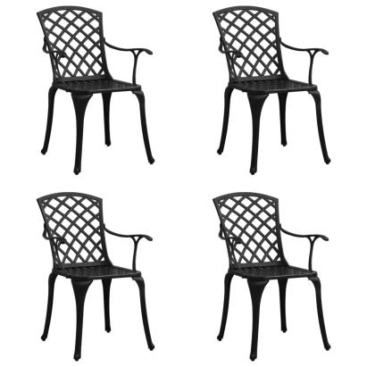 Scaune de grădină, 4 buc., negru, aluminiu turnat GartenMobel Dekor