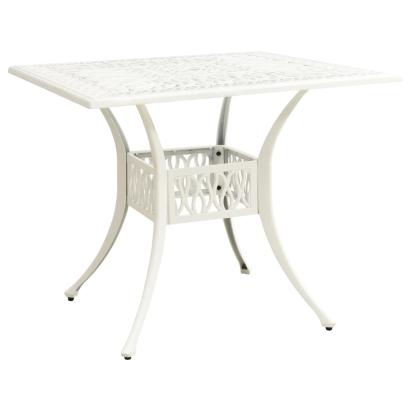 Masă de grădină, alb, 90x90x73 cm, aluminiu turnat GartenMobel Dekor