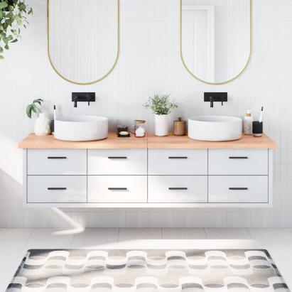 Blat de baie, maro deschis, 200x60x(2-4) cm, lemn masiv tratat GartenMobel Dekor