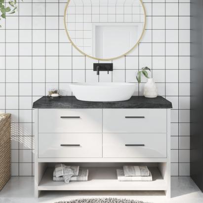 Blat de baie, gri închis, 120x40x(2-6) cm, lemn masiv tratat GartenMobel Dekor
