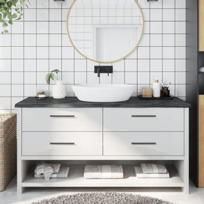 Blat de baie, gri închis, 160x60x(2-4) cm, lemn masiv tratat GartenMobel Dekor