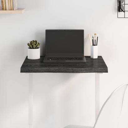 Blat de masă gri 60x50x(2-4) cm, lemn masiv stejar tratat GartenMobel Dekor