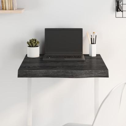 Blat de masă gri 60x60x(2-6) cm, lemn masiv stejar tratat GartenMobel Dekor