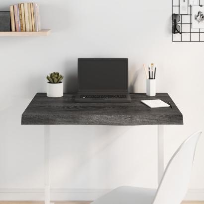 Blat de masă gri 80x60x(2-6) cm, lemn masiv stejar tratat GartenMobel Dekor