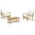 Set mobilier de grădină, cu perne alb crem, 3 piese, bambus GartenMobel Dekor