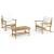Set mobilier de grădină, cu perne alb crem, 3 piese, bambus GartenMobel Dekor