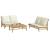 Set mobilier de grădină, cu perne alb crem, 3 piese, bambus GartenMobel Dekor