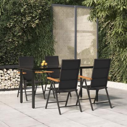 Set mobilier de grădină, 5 piese, negru și maro, poliratan GartenMobel Dekor