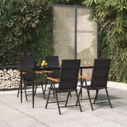 Set mobilier de grădină, 5 piese, negru și maro, poliratan GartenMobel Dekor