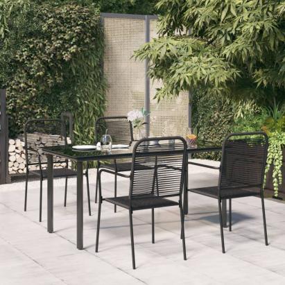 Set de masă grădină, 5 piese, frânghie neagră din bumbac & oțel GartenMobel Dekor