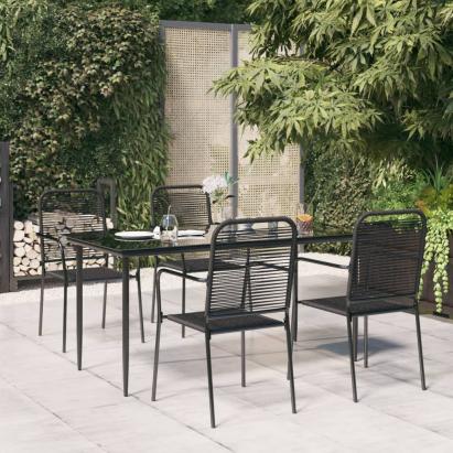 Set de masă grădină, 5 piese, frânghie neagră din bumbac & oțel GartenMobel Dekor