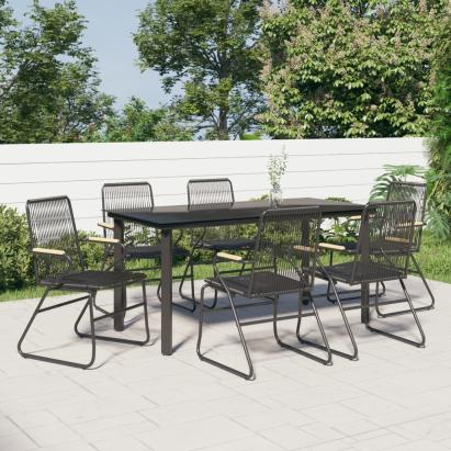 Set mobilier de grădină, 7 piese, negru, ratan PVC GartenMobel Dekor