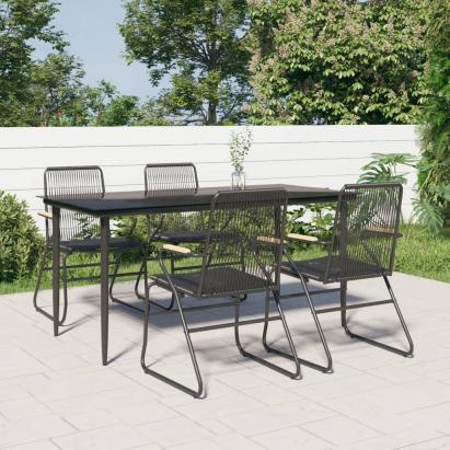 Set mobilier de grădină, 5 piese, negru, ratan PVC GartenMobel Dekor