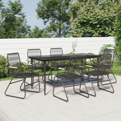 Set mobilier de grădină, 7 piese, negru, ratan PVC GartenMobel Dekor