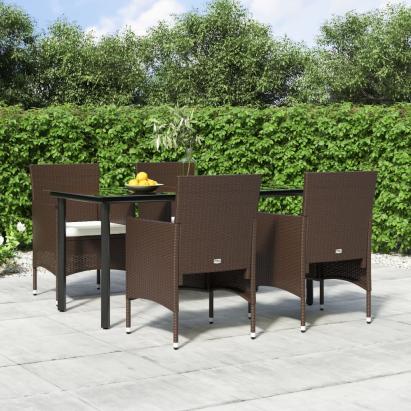 Set de servit masa pentru grădină, 5 piese, maro și negru GartenMobel Dekor