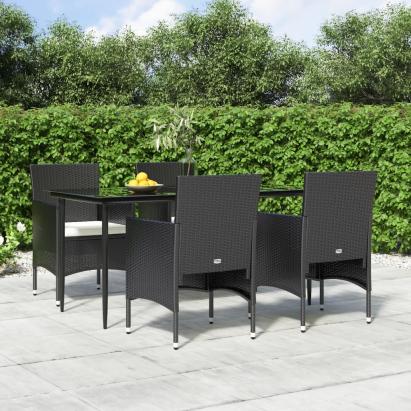 Set de masă pentru grădină, 5 piese, cu perne, negru GartenMobel Dekor