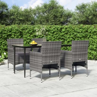 Set de servit masa pentru grădină, 5 piese, gri și negru GartenMobel Dekor